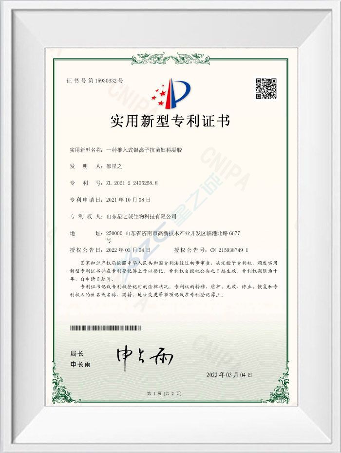 一种推入式银离子抗菌妇科凝胶